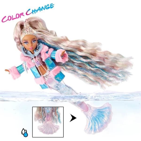 Mermaze Mermaidz - Kishiko - 34cm Mermaid Fashion Doll - Färgförändring i vatten - Vintervågor