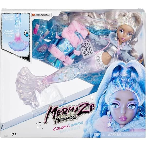 Mermaze Mermaidz - Kishiko - 34cm Mermaid Fashion Doll - Färgförändring i vatten - Vintervågor