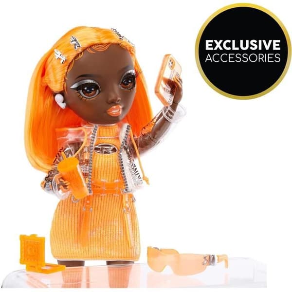 Rainbow High S23 Fashion Doll - 27 cm Michelle St Charles docka (Neon Orange) - 1 outfit, 1 par skor och accessoarer