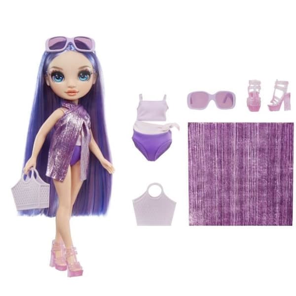 Rainbow High Swim & Style - Ledad modedocka 27 cm - Violet (Violet) - Baddräkt + Pareo - från 4 år