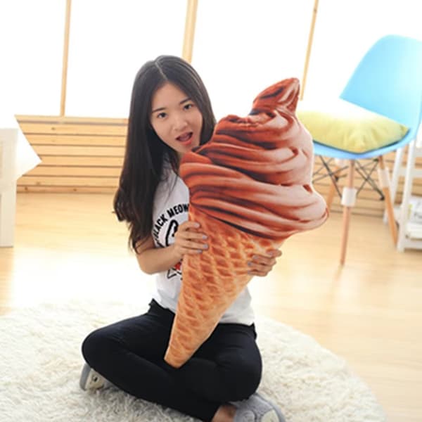 Jäätelötötterötyyny pehmolelu - sininen 46 cm