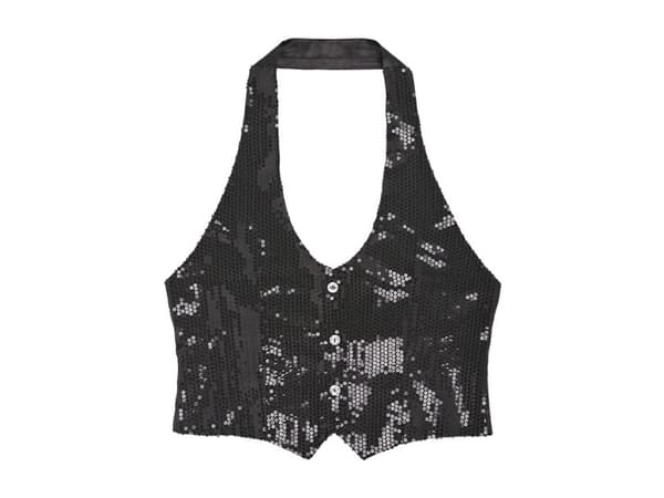 Sort pailletvest dame
