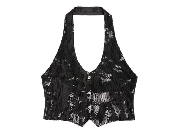 Sort pailletvest dame