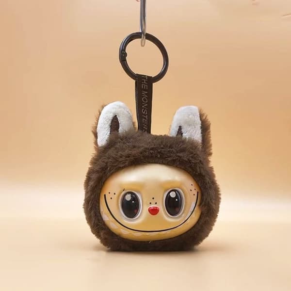 Ny Labubu Blind Box Vinyl Plysch Huvud Nyckelring Hänge Söt Monster Plysch Doll Bag Mode Hänge Födelsedagspresent Modell Barnleksak