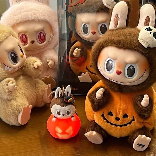 Labubu Pumpkin Monster Halloween Carnival Söpö sarjakuva vinyylinukke työpöydän koristelu lelu lahjahahmot koristeellinen syntymäpäivälahja