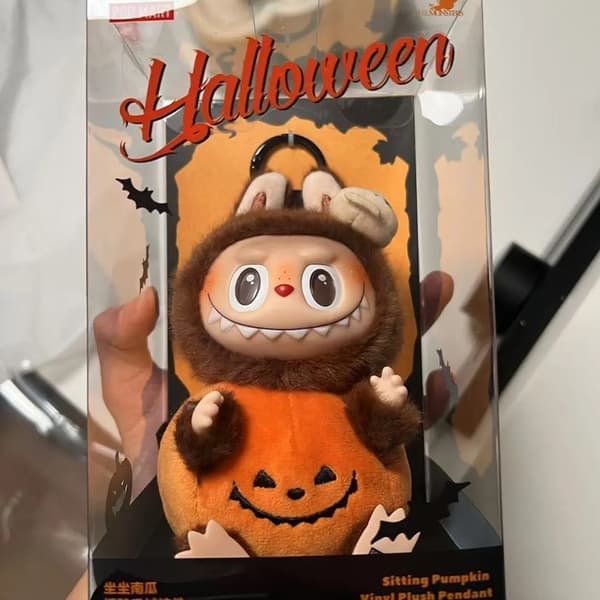 Labubu Pumpkin Monster Halloween Carnival Söpö sarjakuva vinyylinukke työpöydän koristelu lelu lahjahahmot koristeellinen syntymäpäivälahja