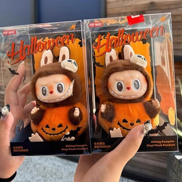 Labubu Pumpkin Monster Halloween Carnival Söpö sarjakuva vinyylinukke työpöydän koristelu lelu lahjahahmot koristeellinen syntymäpäivälahja Pumpkin-labubu