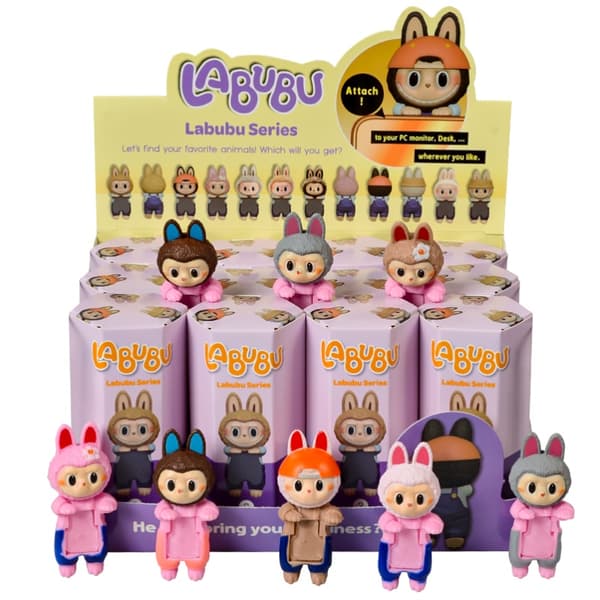 Labubu Angel Series Blind Box Söt Anime Figur Bil Datorskärm Hand Mobil Dekorativ modell Ornament Julleksaker Present 12PCS Set