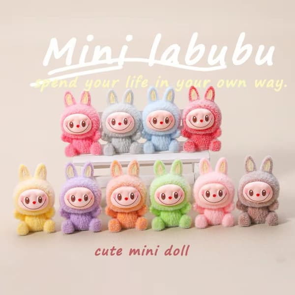 Labubu Macaron Plockad Minidocka Blindlåda Godisfärg Handgjord modell Skrivbord Utsökt prydnad Mystisk låda Perifera presenter 1 set 10 pcs