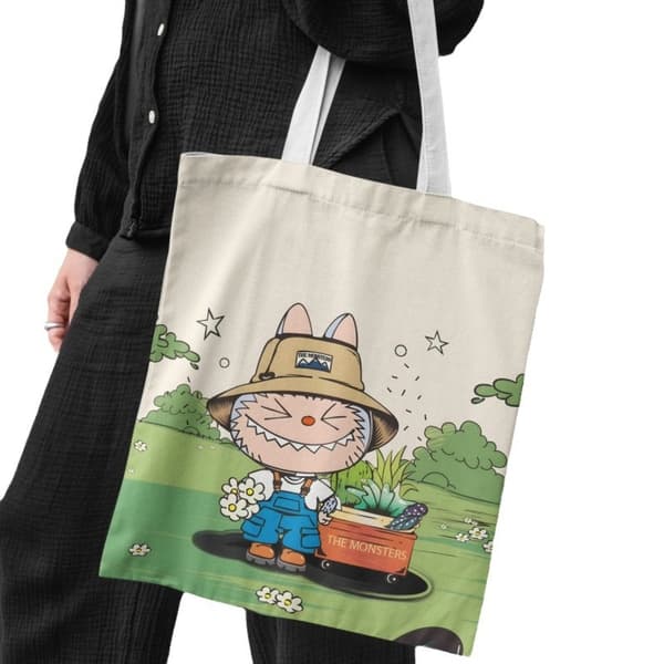 Lisa Same Labubu Lærredstaske Kvinde Sød tegneserie Shopping Håndtaske Casual Student Skuldertaske The Monsters Crossbody Tasker
