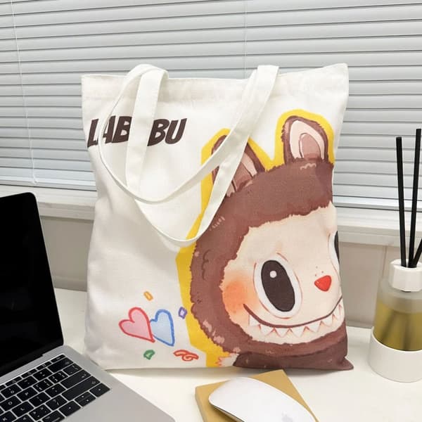 Lisa Same Labubu Lærredstaske Kvinde Sød tegneserie Shopping Håndtaske Casual Student Skuldertaske The Monsters Crossbody Tasker