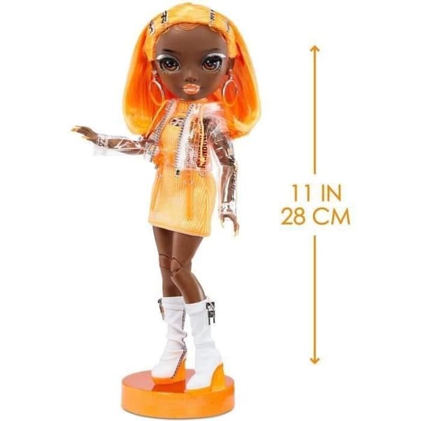 Rainbow High S23 Modedocka - 27 cm Michelle St Charles-docka (neonorange) - 1 outfit, 1 par skor och accessoarer