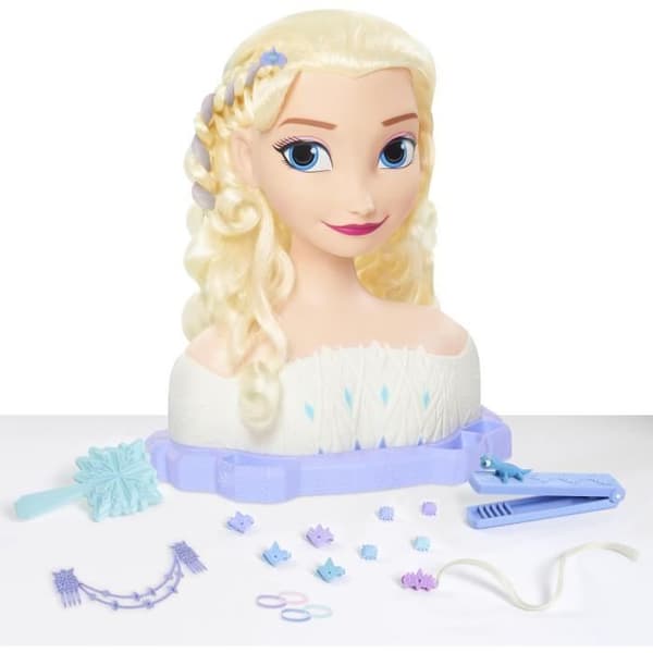 Stylinghuvud - SNÖDROTTNINGEN - Elsa Deluxe stylinghuvud - Hårförlängningar. håraccessoarer och färgavslöjning. från 3 år