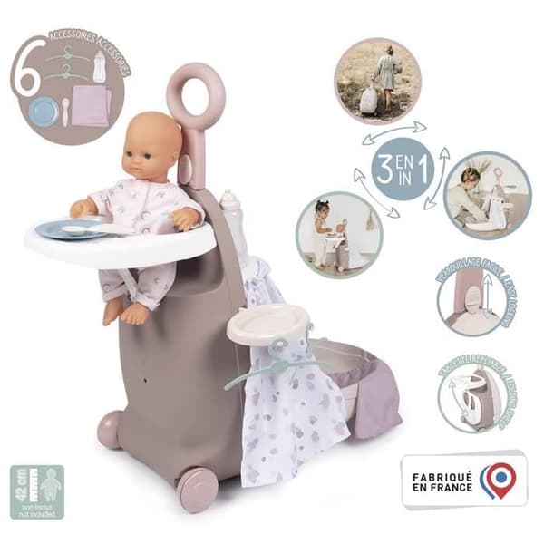 3-i-1 børnekuffert - Baby Nurse - Til babyer op til 42 cm - Beige/Pink/Hvid