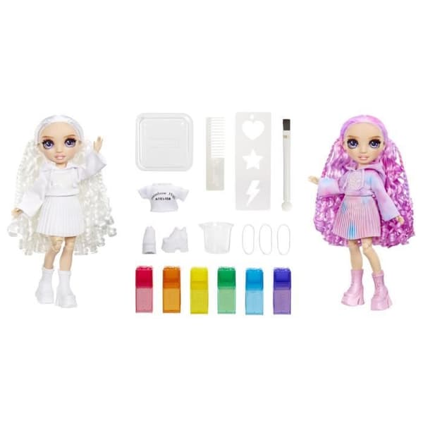 Rainbow High - Akvarel - 1 27 cm modedukke (lilla) - 2 outfits og tilbehør til personliggørelse - Farv dit hår