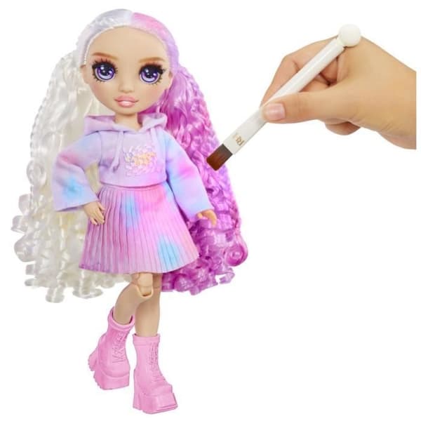 Rainbow High - Akvarel - 1 27 cm modedukke (lilla) - 2 outfits og tilbehør til personliggørelse - Farv dit hår