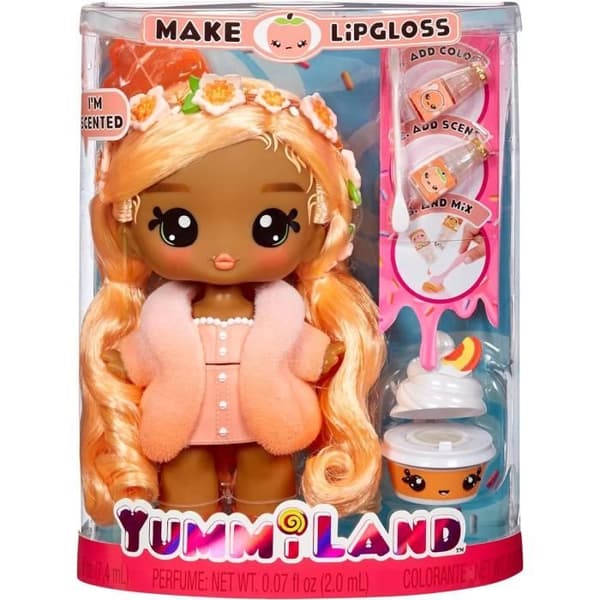 Yummiland - Stor 25 cm docka att kamma och gosa med - Husdjur + doftande läppbalsam - Pia - Från 4 år
