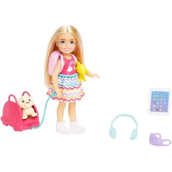 Barbie Chelsea på en resa låda med valp och tillbehör HJY17