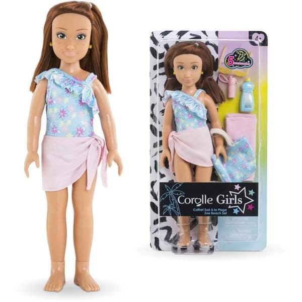 Zoé på strandkassen COROLLE GIRLS - modedukke - 5 tilbehør - 28 cm - Fra 4 år