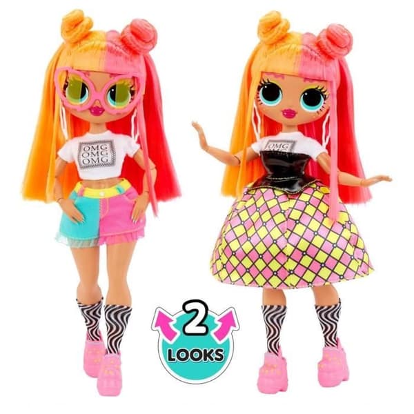 LOL Surprise OMG - 24 cm modedukke - Neonlicious - 2 outfits med kam og tilbehør - Fra 4 år