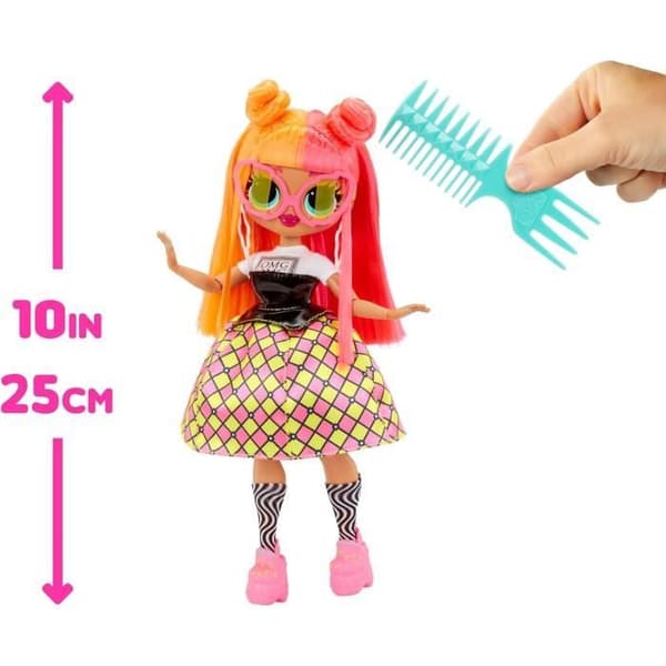 LOL Surprise OMG - 24 cm modedukke - Neonlicious - 2 outfits med kam og tilbehør - Fra 4 år