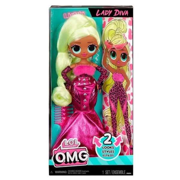 LOL Surprise OMG - 24 cm modedukke - Neonlicious - 2 outfits med kam og tilbehør - Fra 4 år