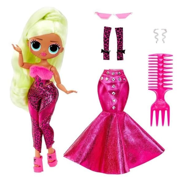 LOL Surprise OMG - 24 cm modedukke - Neonlicious - 2 outfits med kam og tilbehør - Fra 4 år