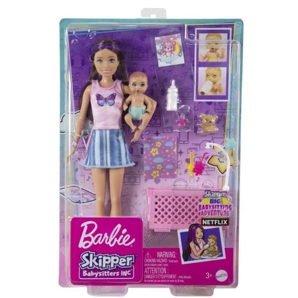 Barbie - Baby Skipper Box i sängen - Docklekset - 3 år och +