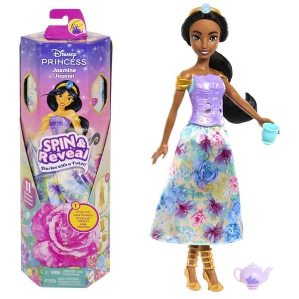 Disney Snurra & Avslöja Jasmindocka med Tillbehör och 11 Överraskningar HXC23