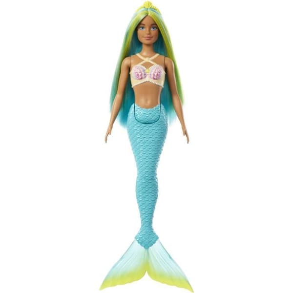 Barbie - Sjöjungfrudockor med färgglatt hår, fena och pannband