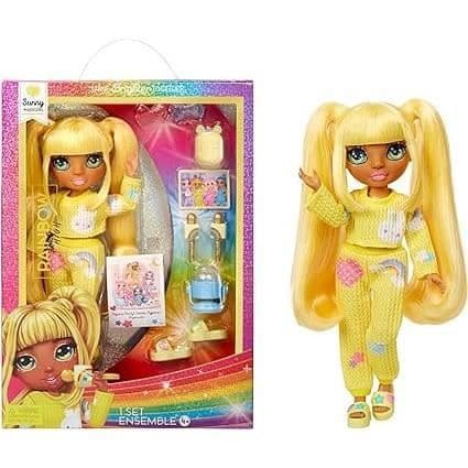 Pyjamasparty för högstadiet - 22 cm ledad modedocka - Sunny (gul) - Massor av tillbehör - från 4 år