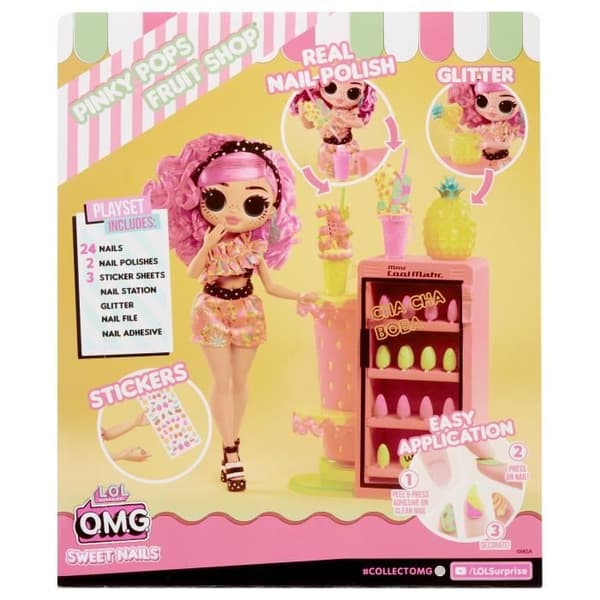LOL Surprise OMG Sweet Nails™ - Kynsistudio - Pinky Pops -hedelmäkaupan muotinukke - hedelmäteema - 4+ ikäisille