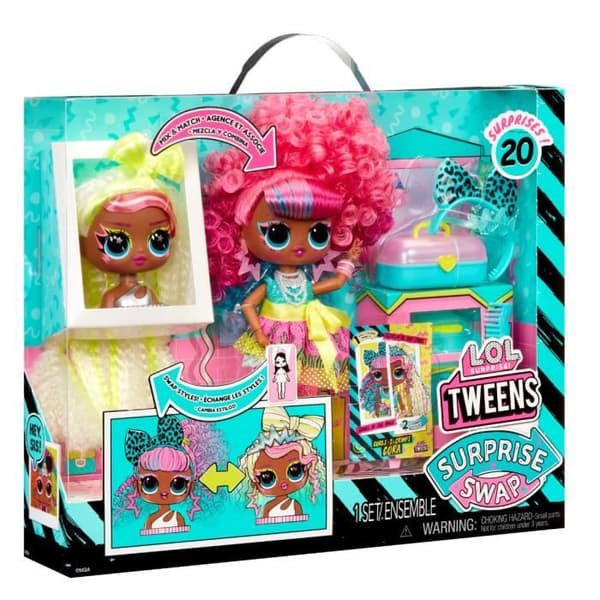 LOL Surprise Tweens Surprise Swap Modedocka - Curls-2- Crimps Cora - 1 Tweens-docka 17 cm, 1 mini-stylinghuvud och tillbehör
