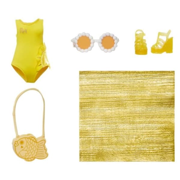Rainbow High Swim & Style - Ledad Modedocka 27 cm - Sunny (Gul) - Baddräkt + Pareo - från 4 år