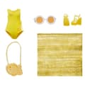 Miniatyrbild 5 av 6: Rainbow High Swim & Style - Ledad Modedocka 27 cm - Sunny (Gul) - Baddräkt + Pareo - från 4 år