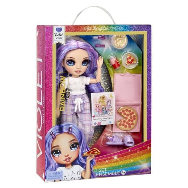 Pyjamasparty för högstadiet - 22 cm ledad modedocka - Violett (lila) - Massor av tillbehör - från 4 år