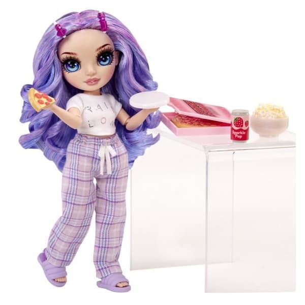 Pyjamasparty för högstadiet - 22 cm ledad modedocka - Violett (lila) - Massor av tillbehör - från 4 år