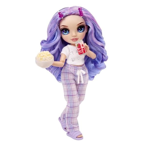 Pyjamasparty för högstadiet - 22 cm ledad modedocka - Violett (lila) - Massor av tillbehör - från 4 år