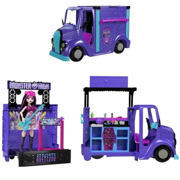 Monster High-Tourbuss Blodsstatiskt stenset med docka och buss HXH83