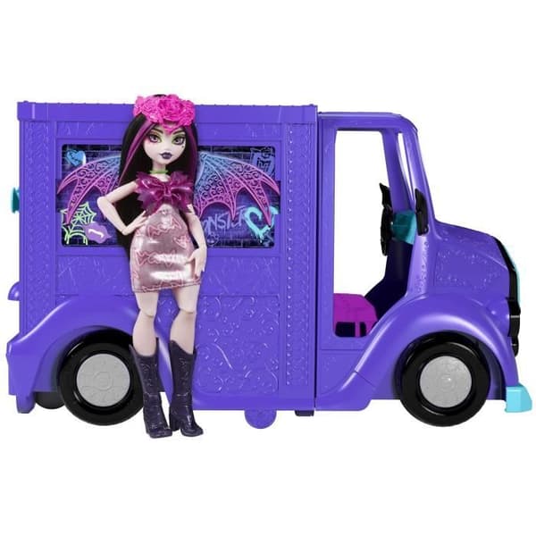 Monster High-Tourbuss Blodsstatiskt stenset med docka och buss HXH83
