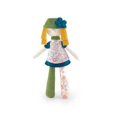 Blond tygdocka - TRUDI - Blommiga kläder - 33 cm - För barn tjej