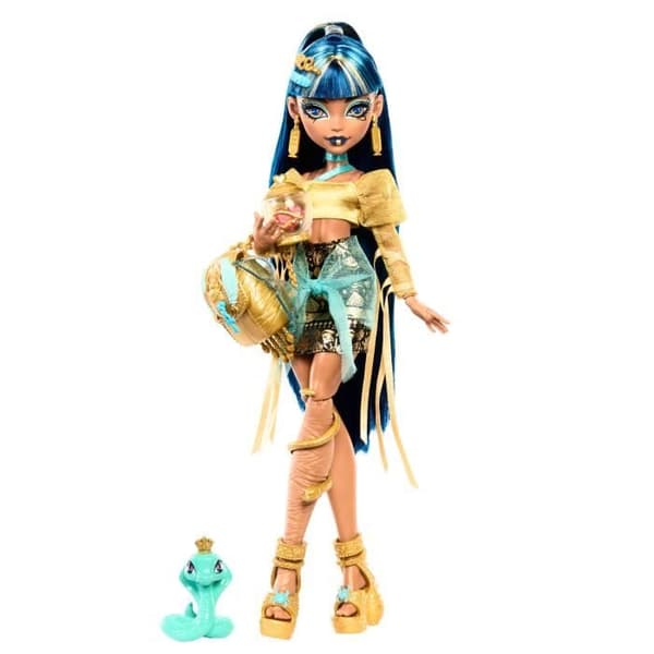 Monster High Cleo de Nile -nukke lemmikillä ja asusteilla HXH74
