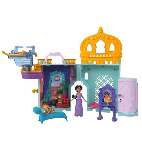 Disney Jasmine Staplingsberättelser Jasmines palats dockhusset med minidocka och 2 husdjur, Aladdin, MATTEL