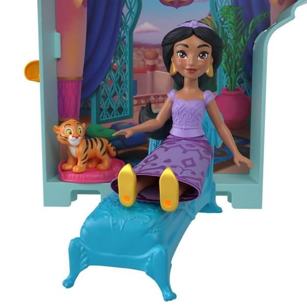 Disney Jasmine Staplingsberättelser Jasmines palats dockhusset med minidocka och 2 husdjur, Aladdin, MATTEL