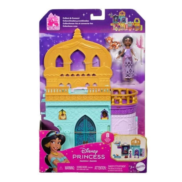 Disney Jasmine Staplingsberättelser Jasmines palats dockhusset med minidocka och 2 husdjur, Aladdin, MATTEL