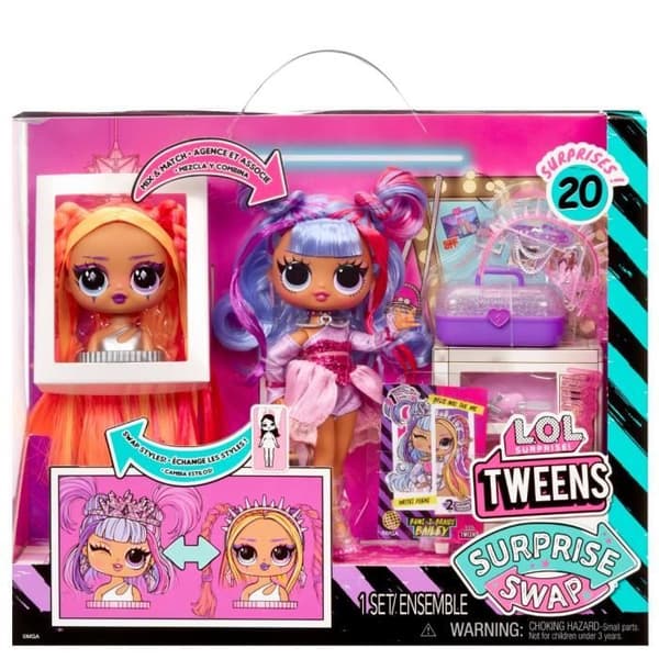 LOL Surprise Tweens Surprise Swap Fashion Doll - Buns-2- Braids Bailey - 1 Tweens dukke 17 cm, 1 mini stylinghoved og