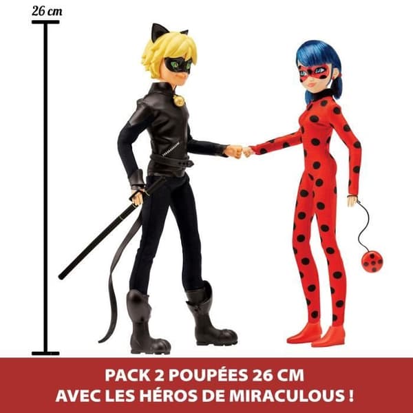 2-pack Mirakulösa Nyckelpiga Modedockor, 26 cm - Återupplev äventyren med Nyckelpiga och Katt Noir