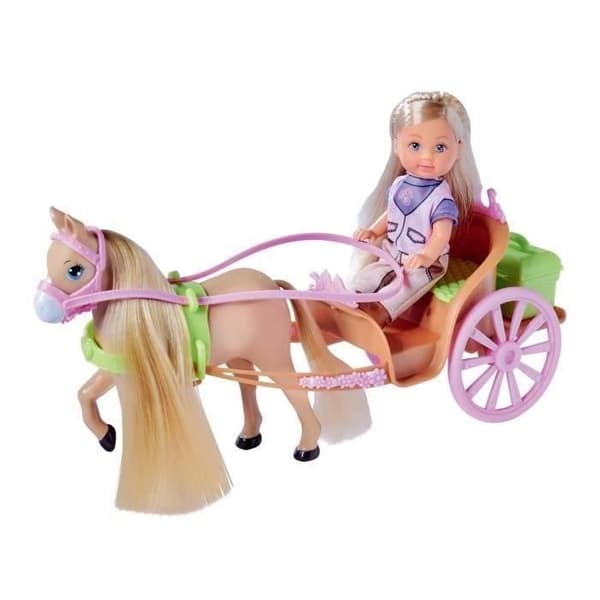 Vogn og hest til STEFFI LOVE Evi dukke - SILVERTORN - 12 cm - Tilbehør inkluderet