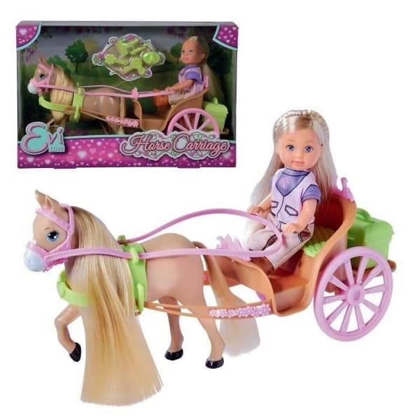 Vogn og hest til STEFFI LOVE Evi dukke - SILVERTORN - 12 cm - Tilbehør inkluderet