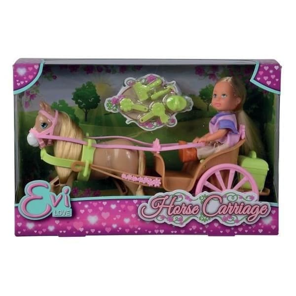 Vogn og hest til STEFFI LOVE Evi dukke - SILVERTORN - 12 cm - Tilbehør inkluderet